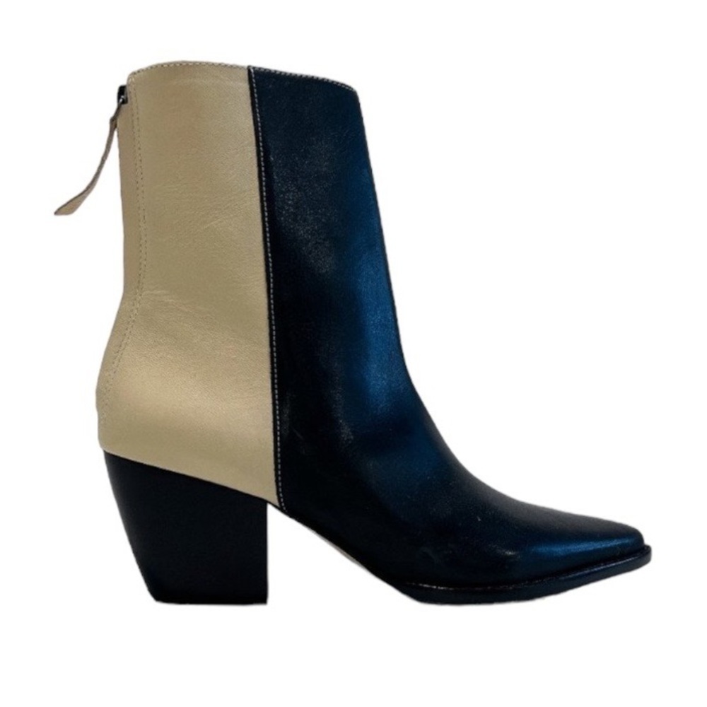Matisse Carson Colorblock Leather Zip Back Western Classic Block Heel Booties 7